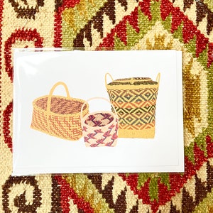Baskets Greeting Card, Three Handwoven Baskets Note, Blank Inside