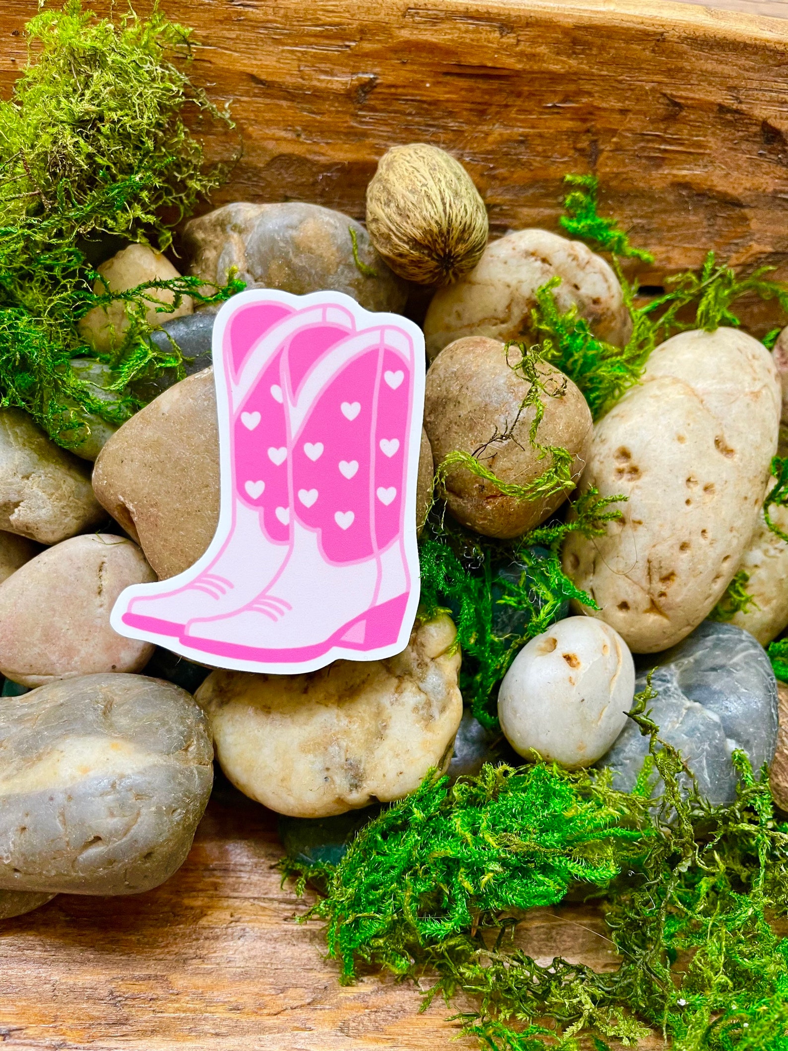 Pink Cowboy Boots Sticker Pink Cowgirl Boots With Hearts Etsy