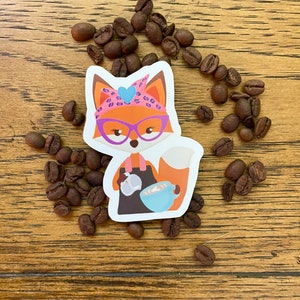 Barista Fox sticker, Foxy Coffee Server Barista sticker