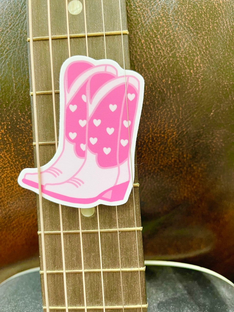Pink Cowboy Boots Sticker Pink Cowgirl Boots With Hearts - Etsy