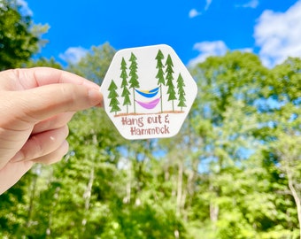 Hang out & Hammock sticker, Hand drawn Waterproof Vinyl decal