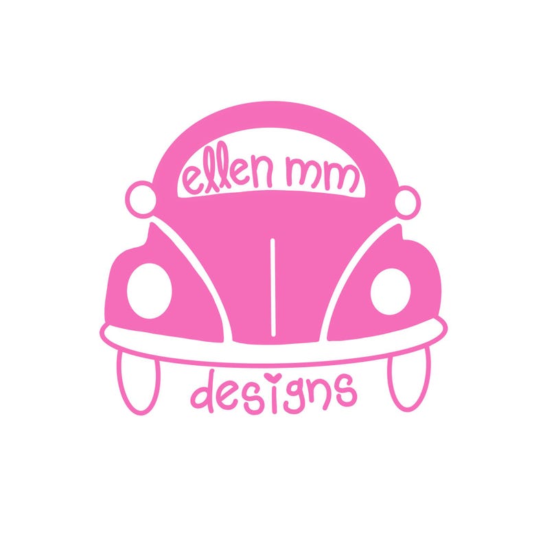 Pink car logo of EllenMMDesigns