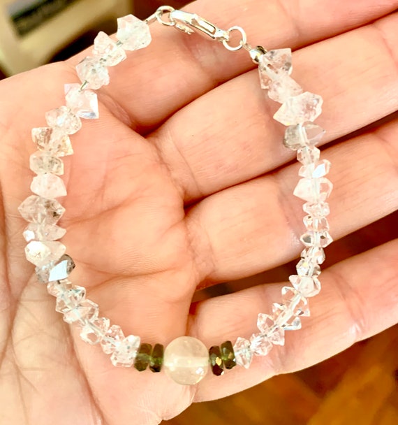 Moldavite Libyan Desert Glass Herkimer Diamond Clasp Etsy