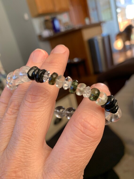 Moldavite Libyan Desert Glass Nuummite Herkimer Bracelet Etsy