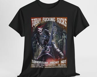 Camiseta engraçada de esqueleto duro - Camiseta de prevenção ao suicídio, presente, camiseta mais vendida