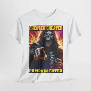 Cheater Cheater Pumpkin Eater, Evil Skeleton Unisex Tee