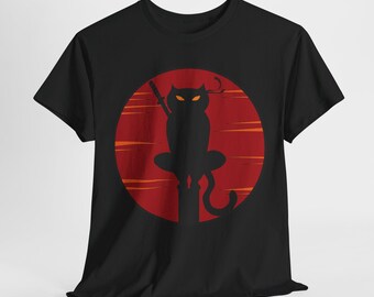 Ninja Cat T-Shirt, Samurai Cat Shirt, Japanese Art Tee, Martial Arts Cat, Cat Lover Gift, Cool Graphic Tee, Funny Cat Shirt