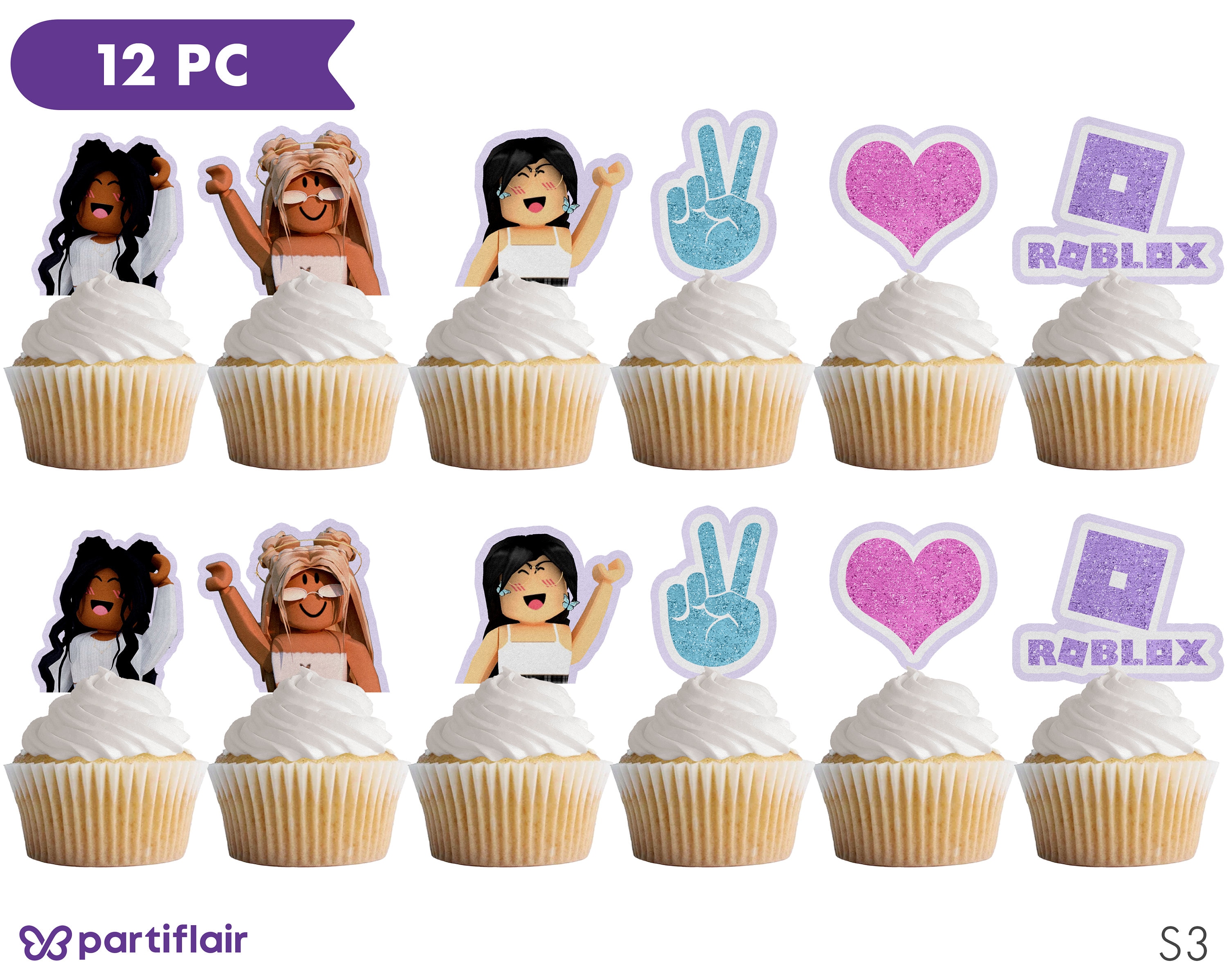girl roblox cupcake toppers pink roblox stickers roblox etsy