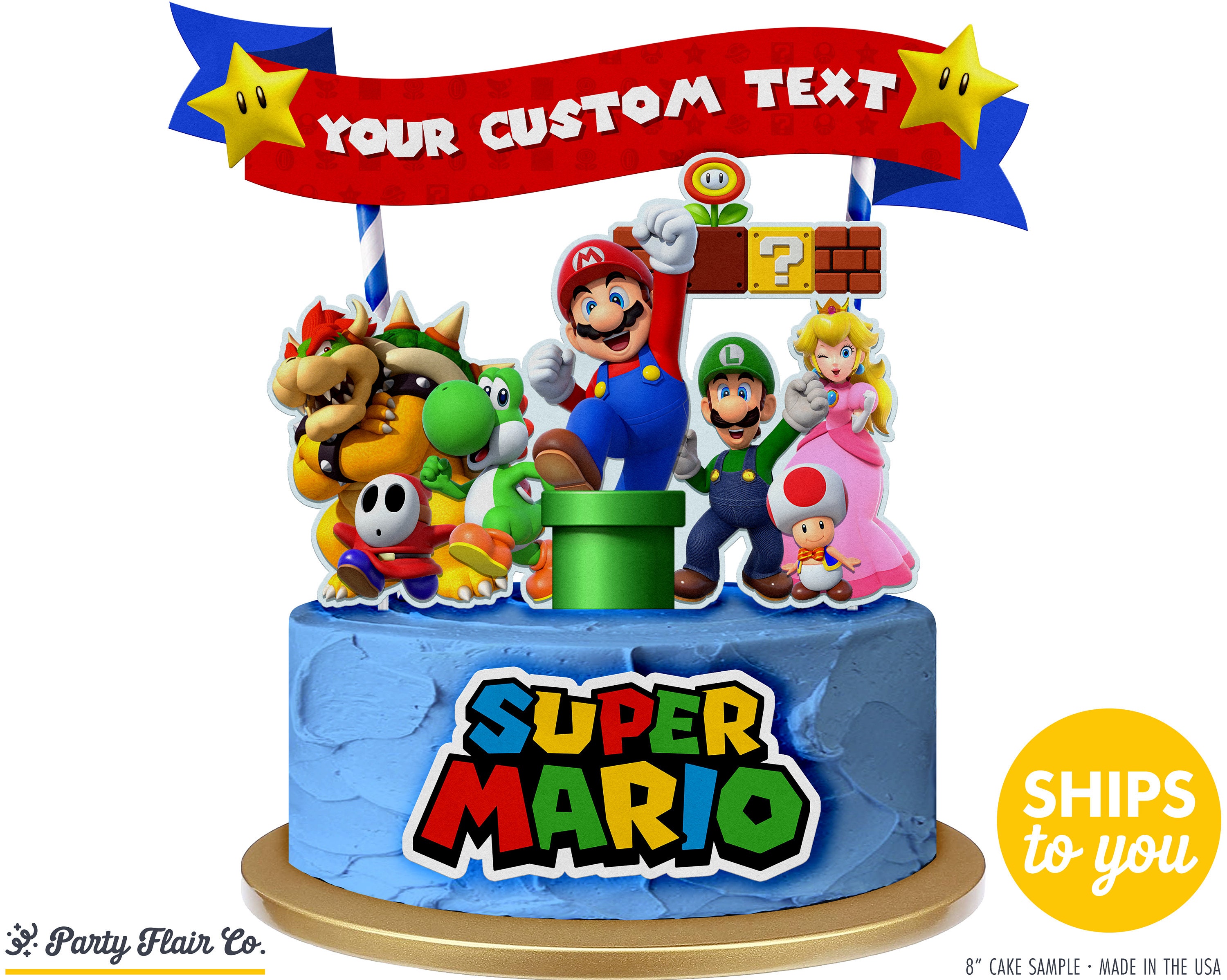 SUPER MARIO Cake Topper Personalized Super Mario Inspired | Etsy