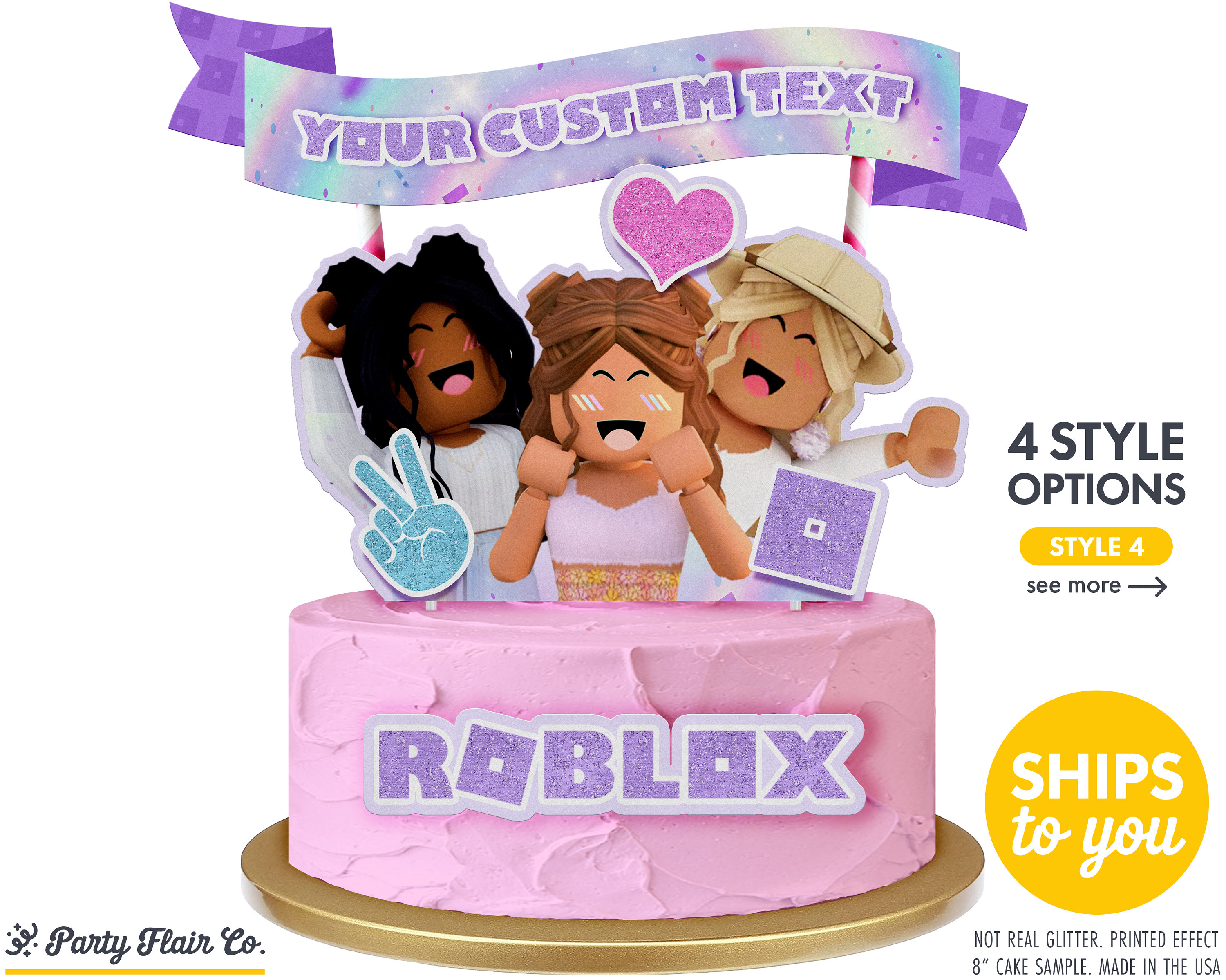 Girl Roblox Cake Topper Pink Roblox Birthday Party Cake Etsy
