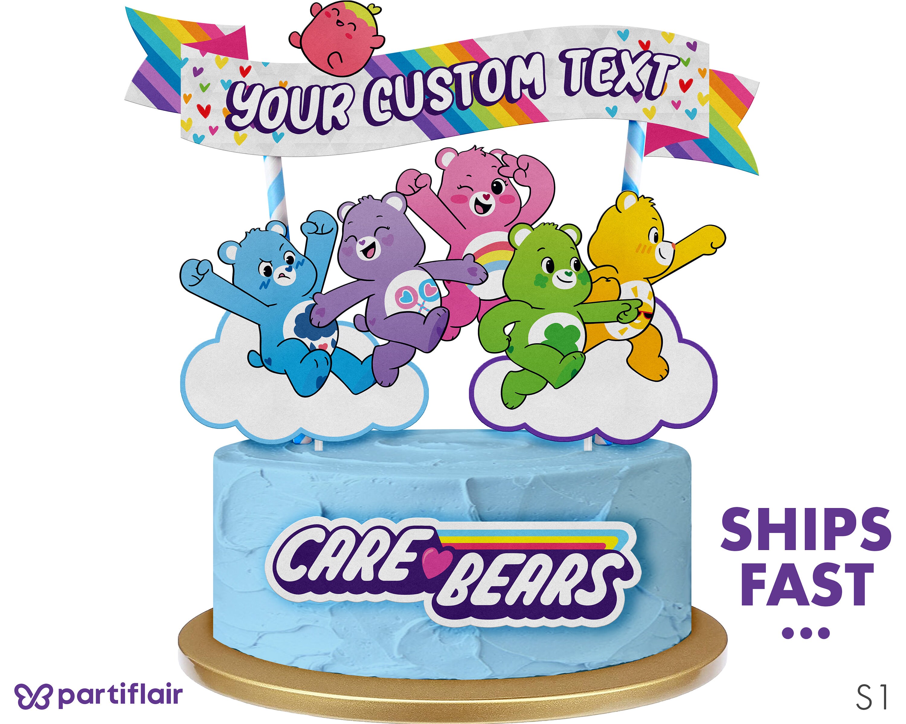 Care Bears Cake Topper Carebears Cake Topper Rainbow Cake Etsy