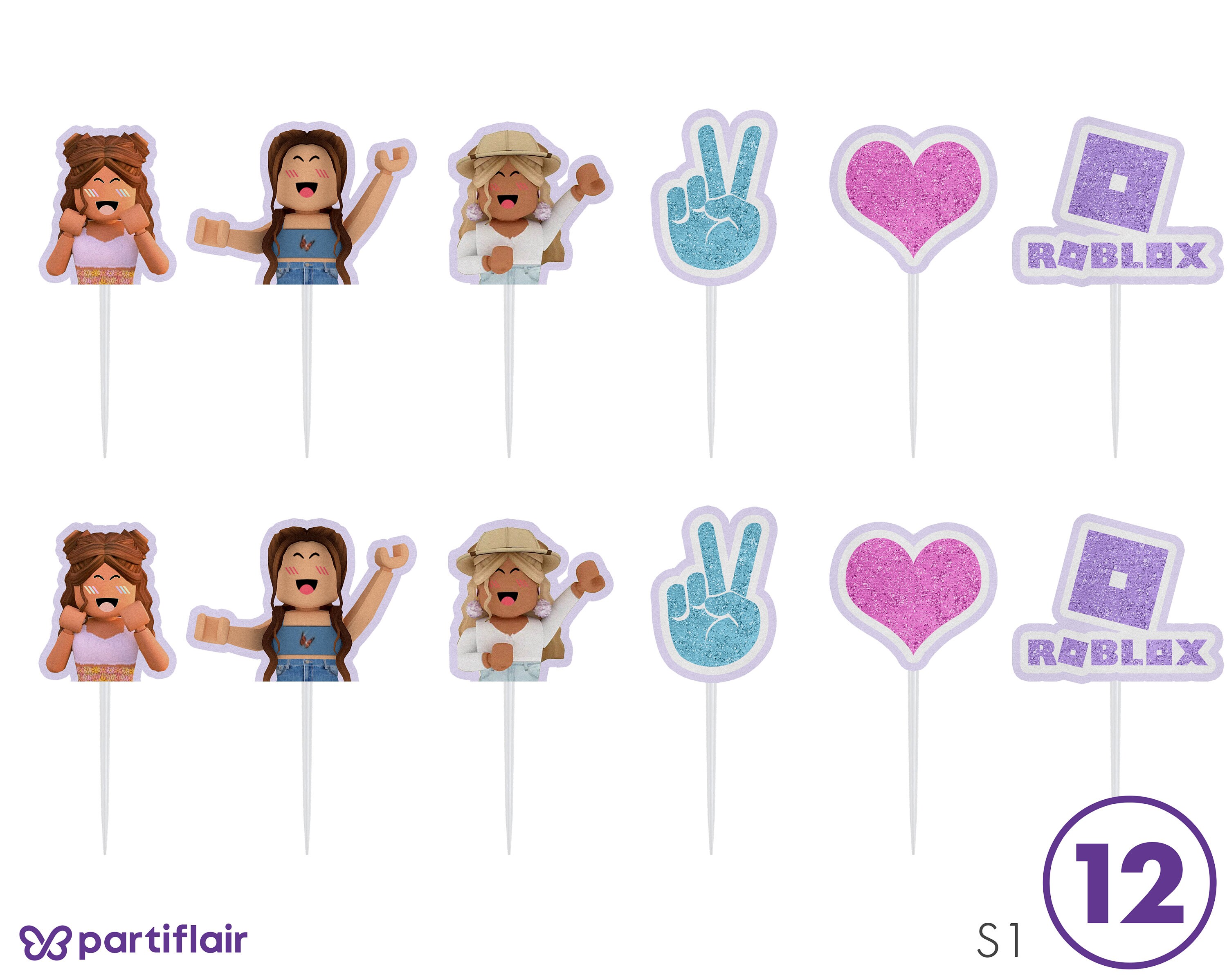 girl roblox cupcake toppers pink roblox stickers roblox etsy