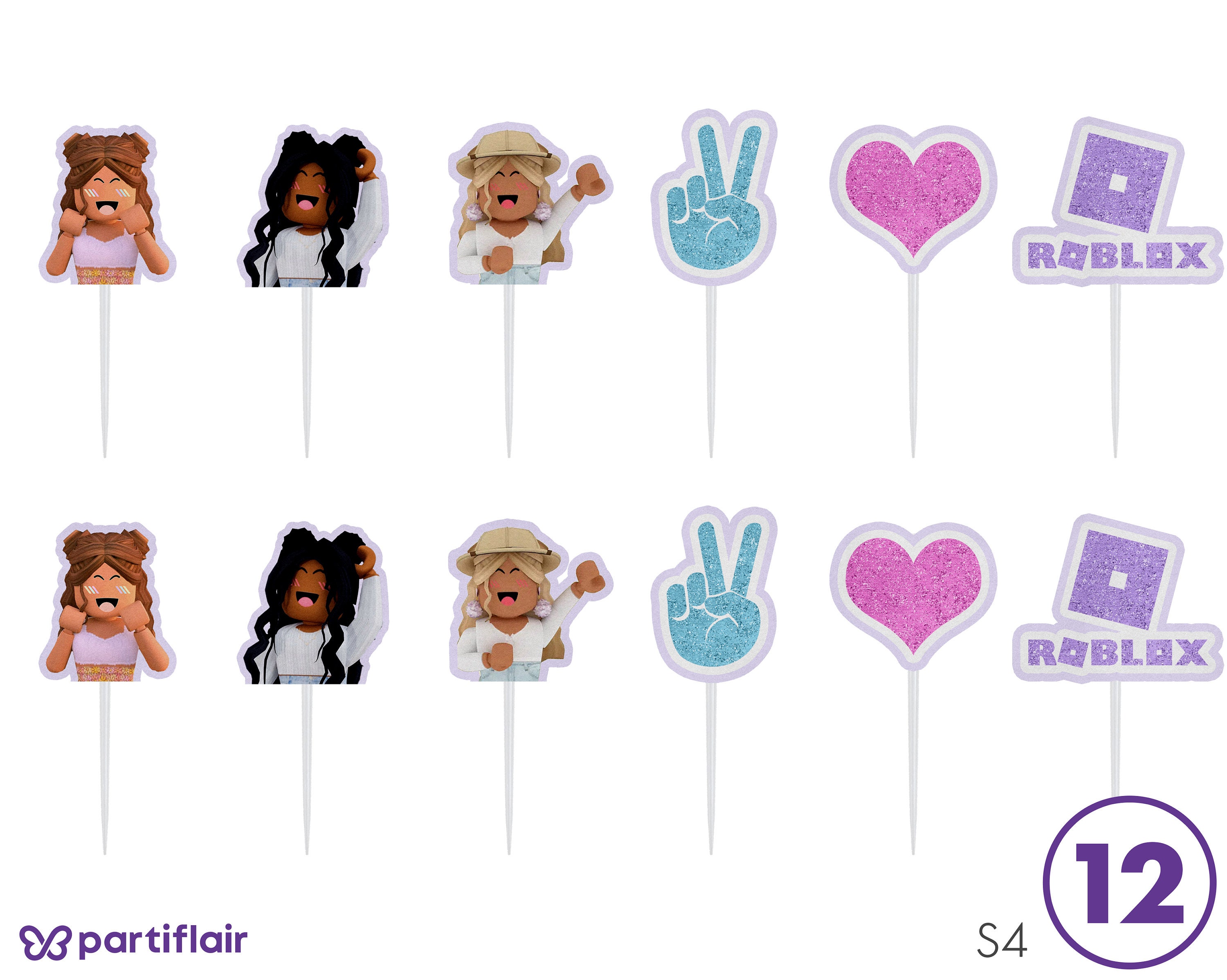 girl roblox cupcake toppers pink roblox stickers roblox etsy