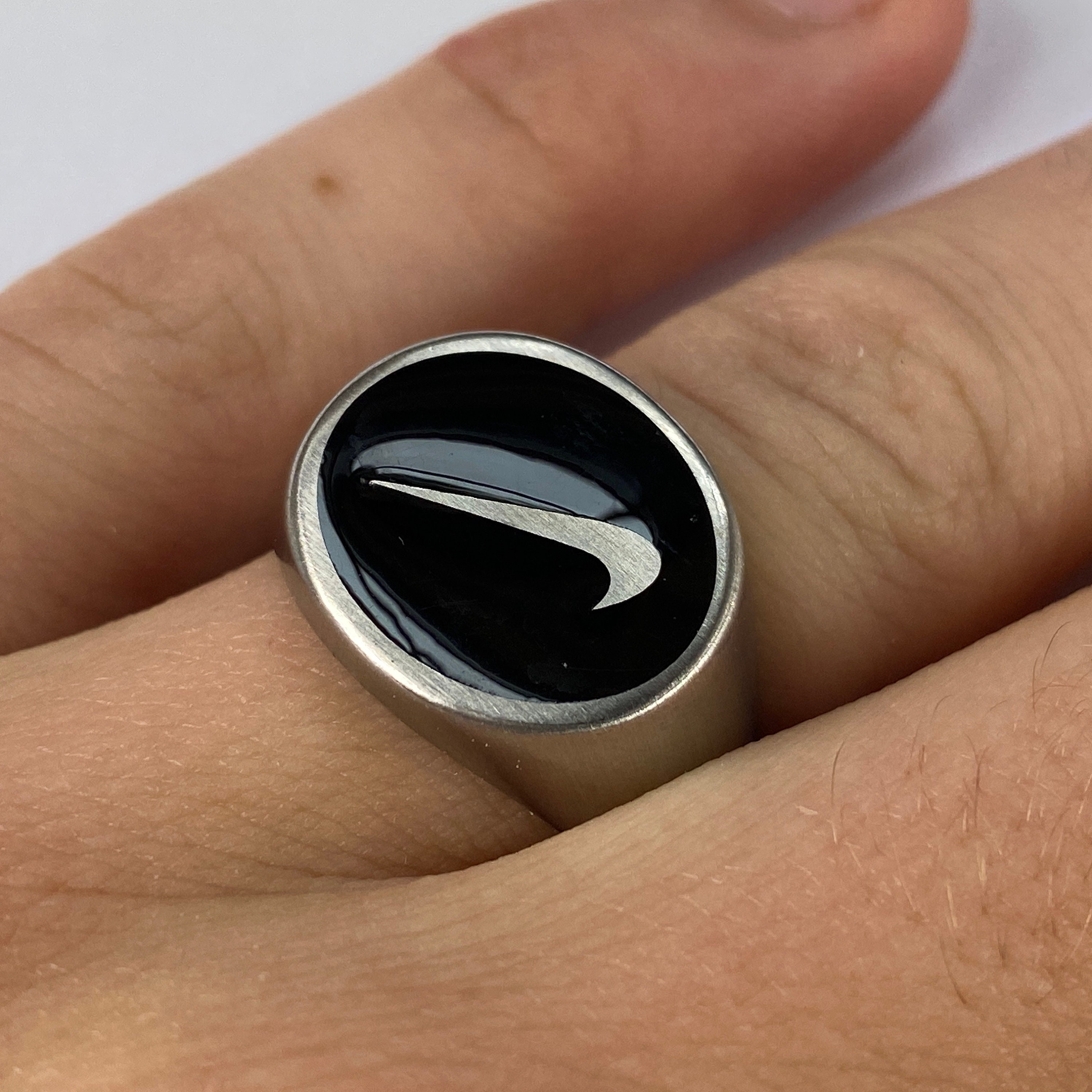 Silver Nike Swoosh Logo Round Ring Birthday Xmas Etsy UK