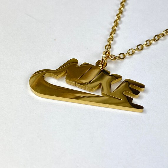 Gouden Nike Ketting Spellout Swoosh Logo Ketting Ketting - Etsy Nederland