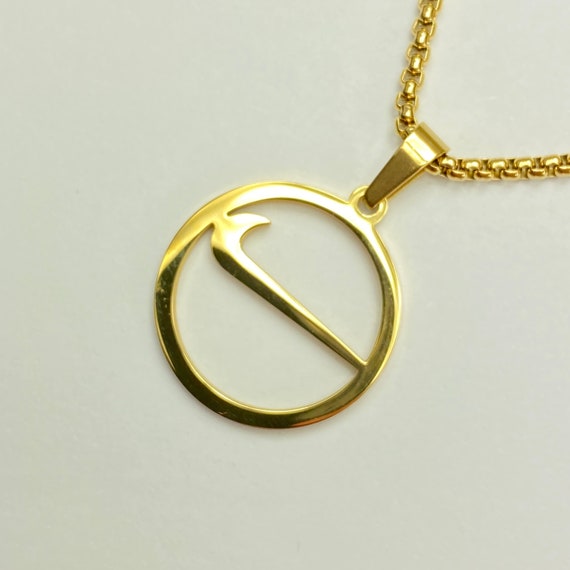 Gold Nike Necklace Circle Cut Out 