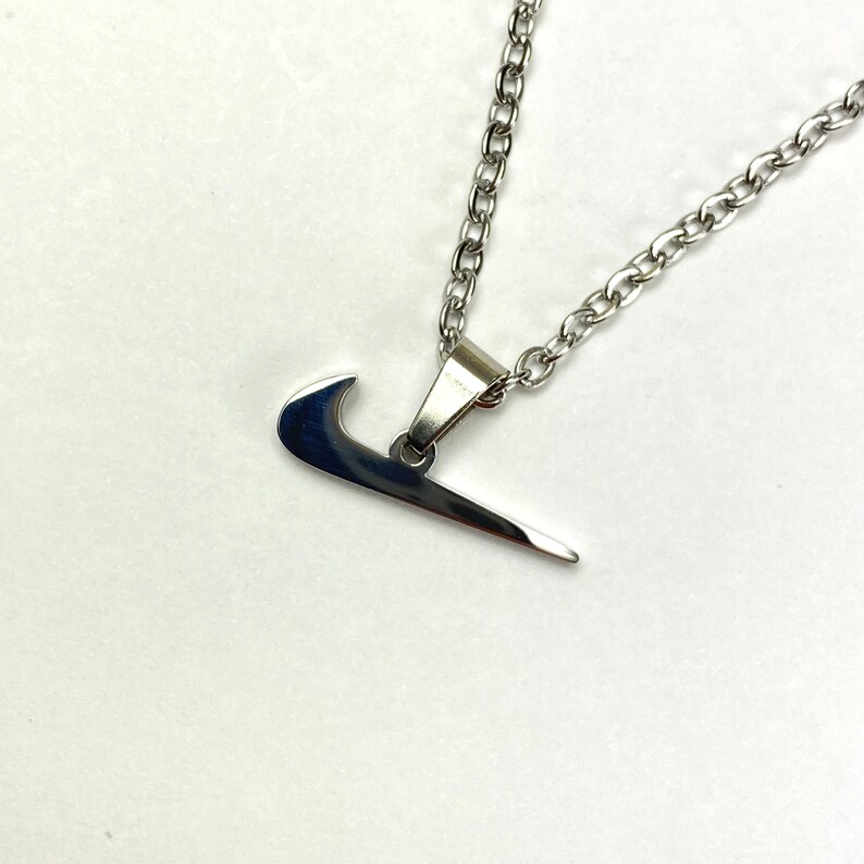 Silver Nike Necklace Swoosh Logo Necklace Chain Pendant Etsy