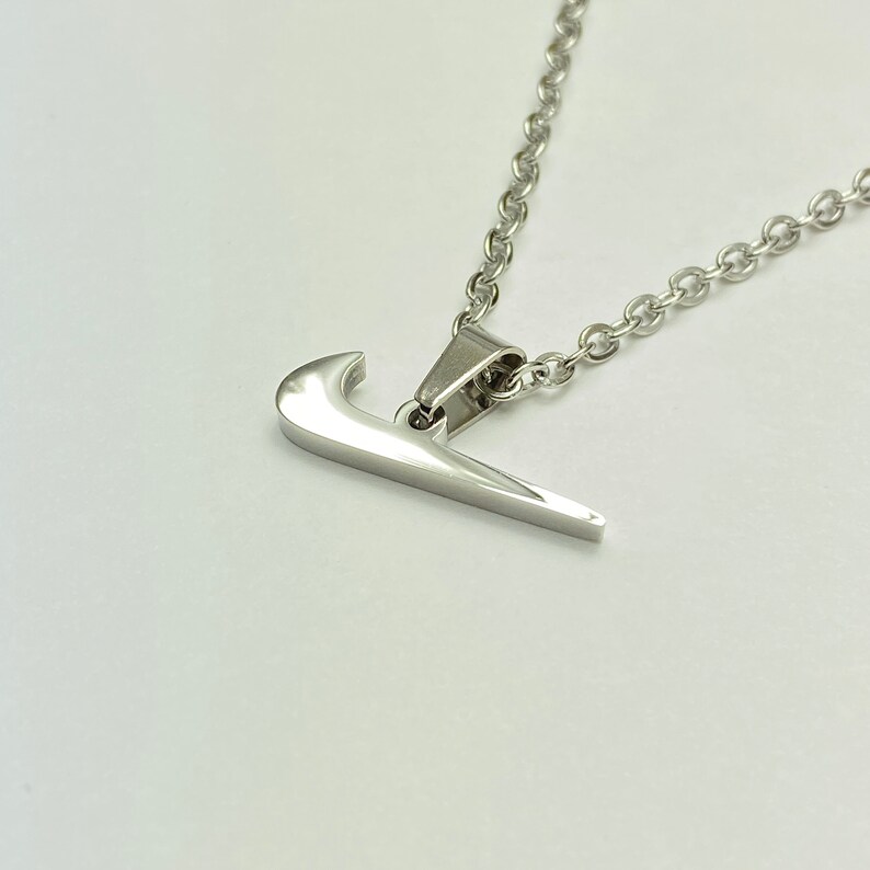 Silver Nike Necklace Swoosh Logo Necklace Chain Pendant Etsy