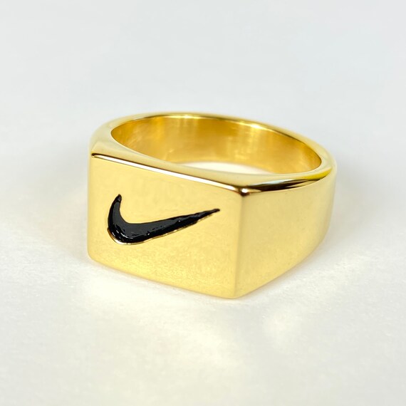 Gallo Arqueólogo viudo Oro Nike Swoosh Logo Square Signet Ring / Cumpleaños Navidad - Etsy España