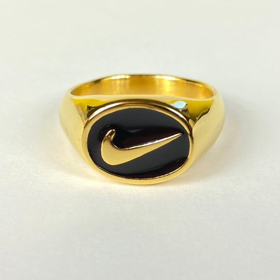 Gouden Nike Swoosh Logo Ronde Zegel Ring Verjaardag Xmas - Etsy Nederland