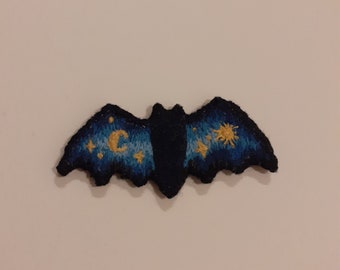 Moonlighting Moon and Stars Embroidered Pin