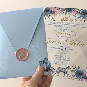 Quitte Einladung, Cinderella Einladung, Quinceañoeinladung, Mis Quince Años, XV Años, Geburtstagseinladung, Acryleinladung, Quitte