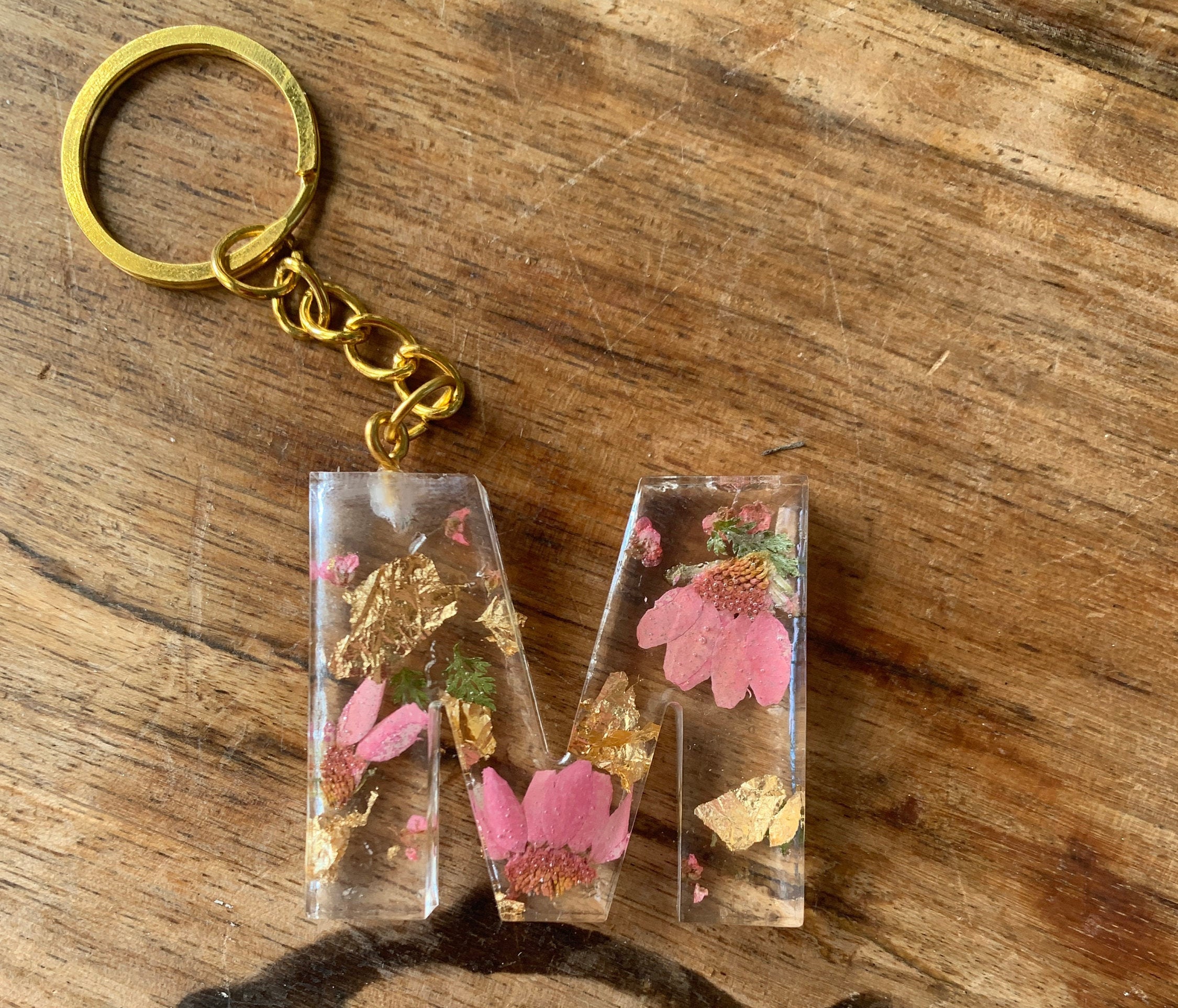 Initial Resin Keychain Etsy