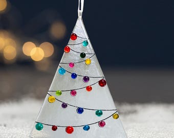 Christmas Decorations, Fused glass multicolor Christmas glass decoration,  Christmas decor, fused glass Christmas Ornament.