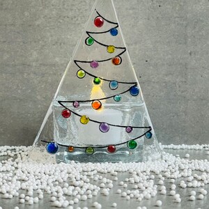 Multicolor Christmas Tree Tea Light Holder, Glass Christmas Tea Light ...