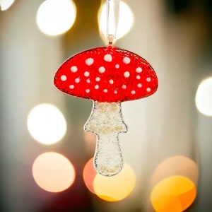 Fused glass mushroom Christmas decoration image 2
