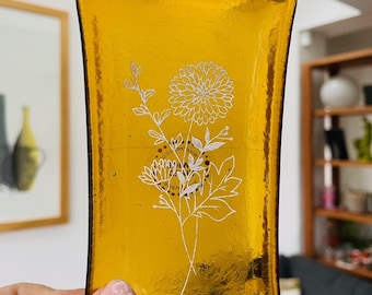 Chrysanthemum Birth Flower Glass Dish: November Birthday Gift