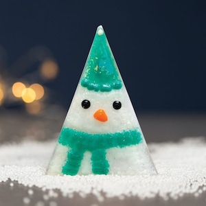Snowman Christmas decoration,  fused glass handmade Christmas decoration