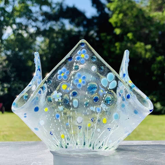 Fused glass tea light holder deals