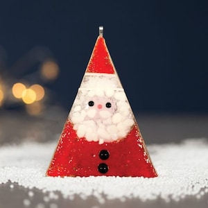 Fused glass Santa Christmas decoration. Christmas decor.