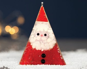 Fused glass Santa Christmas decoration. Christmas decor.