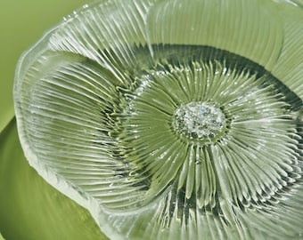 Glass flower fused glass art Large bowl.