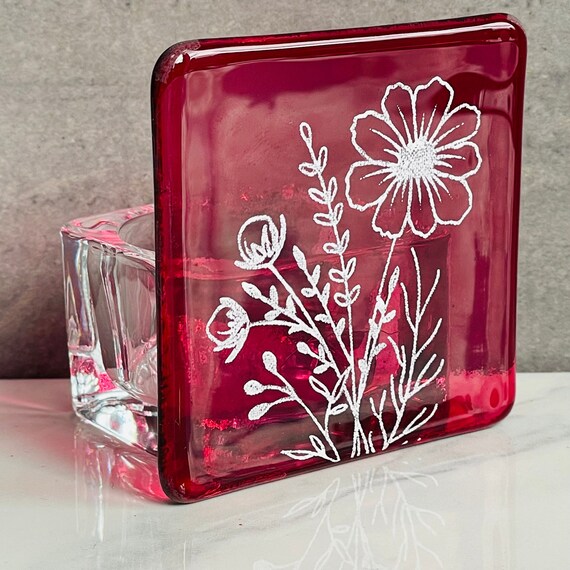 Caja de regalo para el Día de la Madre, vela de té de cristal con flor