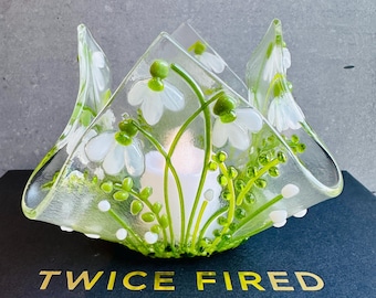 Fused Glass Snowdrop Candle/Tealight Holder craft kit.