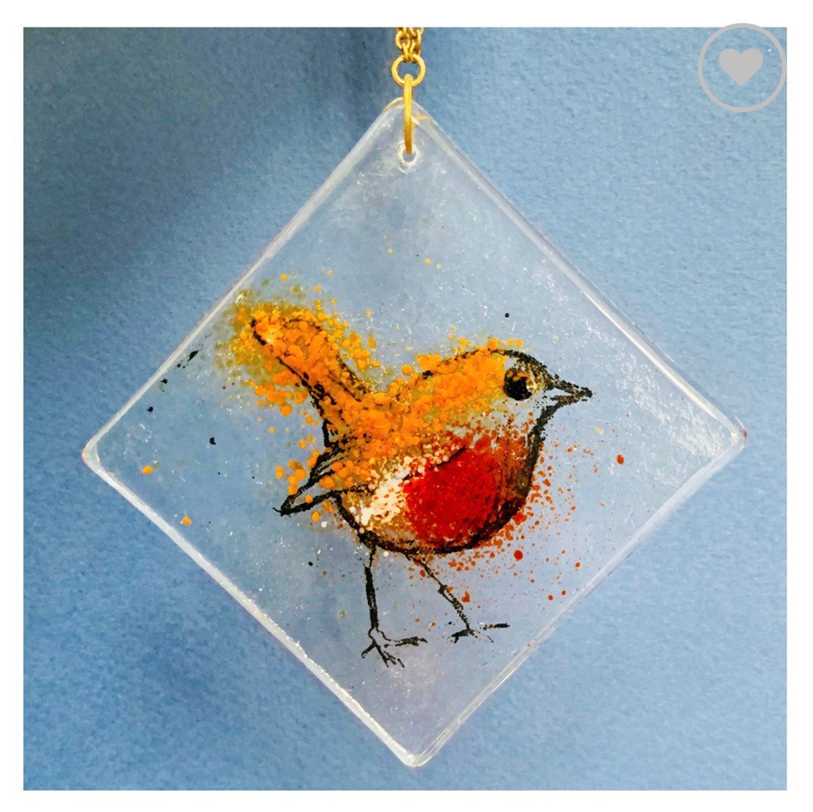 Fused Glass Robin Decoration Ornament Gift Handmade Etsy