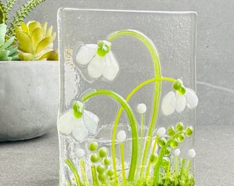 Fused Glass kit,  Snowdrop tealight  DIY Tealight Holder Craft set.