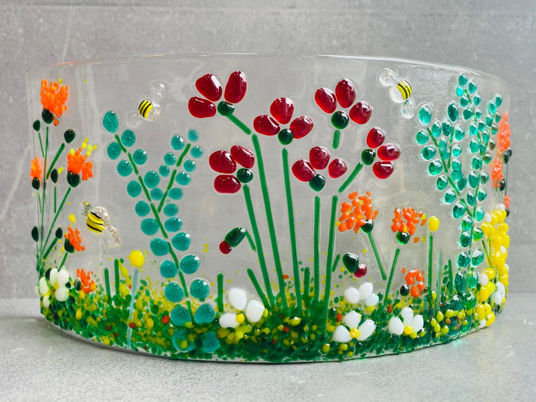 Fused Glass Kit, Craft Kit, Fused Glass Kit, Glass Art Curve, Make Your Own Floral Glass Curve