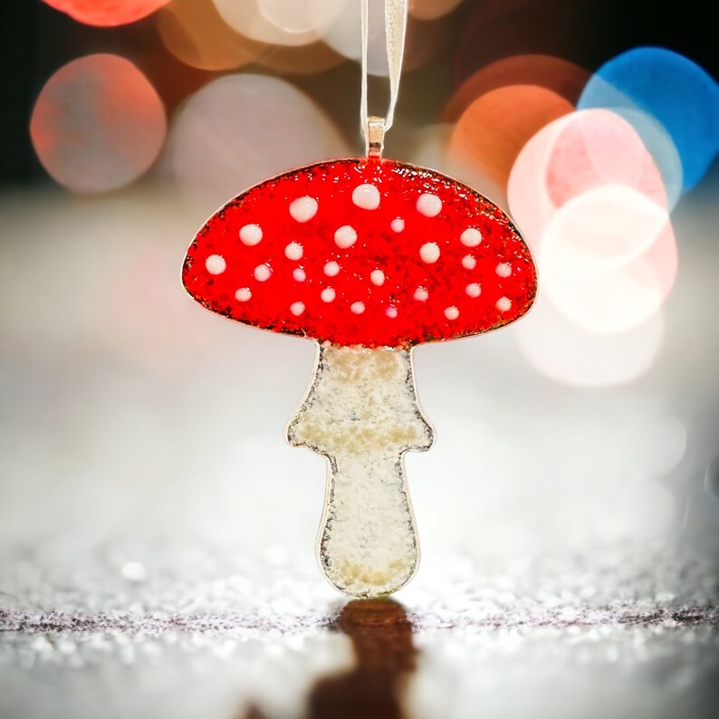 Fused glass mushroom Christmas decoration image 3