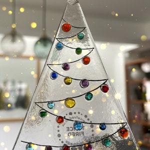 Christmas Decorations, multicolor Christmas glass decoration, Christmas decor, fused glass Christmas Ornament, Gift Xmas Present. image 7