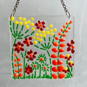 Fused Glass Art Kit: Make at Home Craft, Hanging Floral Design