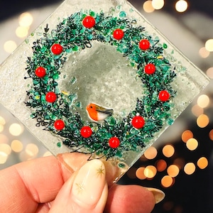 Christmas Decorations, Fused glass multicolor Christmas glass decoration,  Christmas decor, fused glass Christmas Ornament.