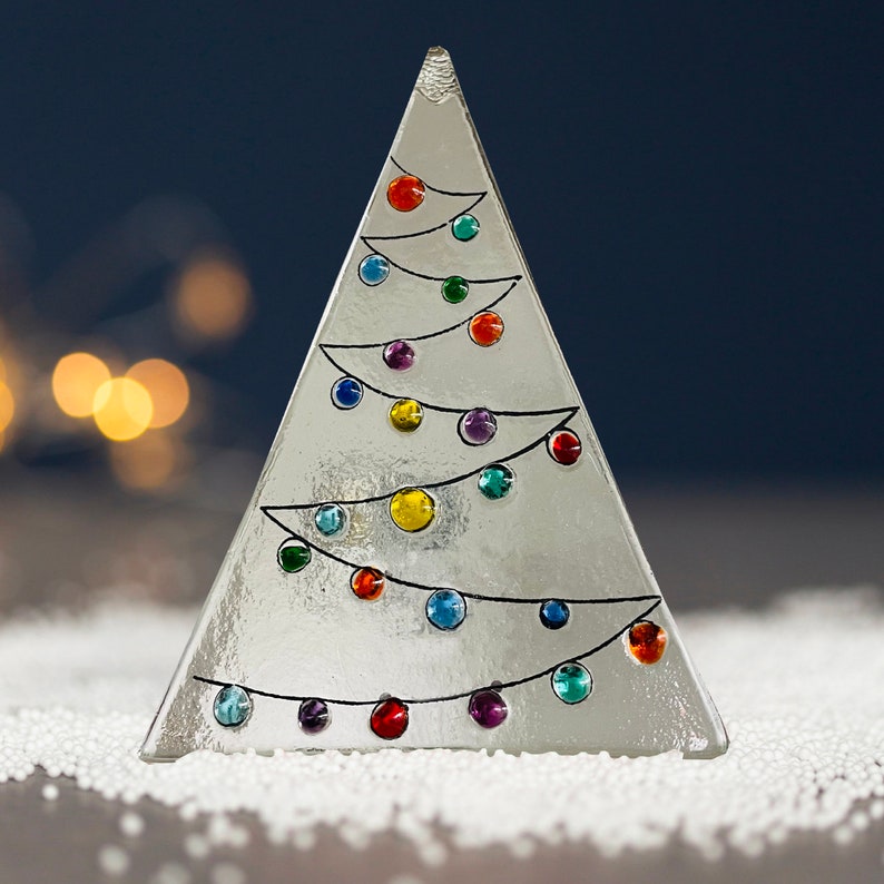 Christmas Decorations, multicolor Christmas glass decoration, Christmas decor, fused glass Christmas Ornament, Gift Xmas Present. image 1