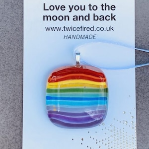 Fused Glass Rainbow Heart Hanging: Handmade Window Decoration