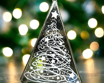 溶融ガラス製のグレーのクリスマスツリーオーナメント