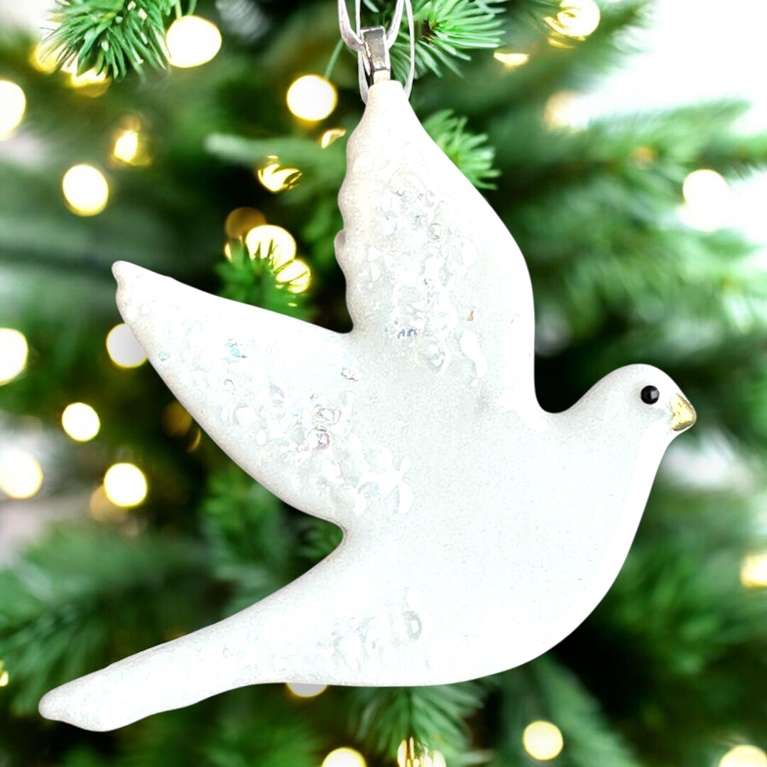 Handmade Fused Glass White Dove Christmas Tree Decoration. - Etsy