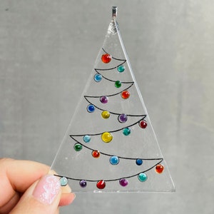 Christmas Decorations, multicolor Christmas glass decoration, Christmas decor, fused glass Christmas Ornament, Gift Xmas Present. image 6